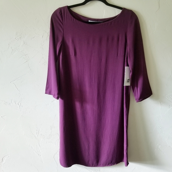 NEW JustFab Women's XS Boysenberry Shift Dress 3/4 Sleeves Basic Rayon Boatneck - Picture 5 of 10
